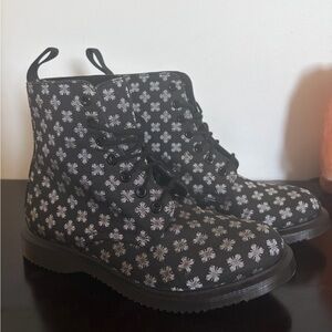 Dr. Martens Black Floral Lace-Up Ankle Boots
